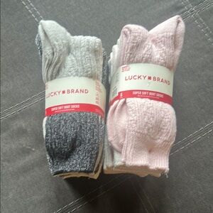 Lucky Brand women’s Boot Socks - Gray and Pink